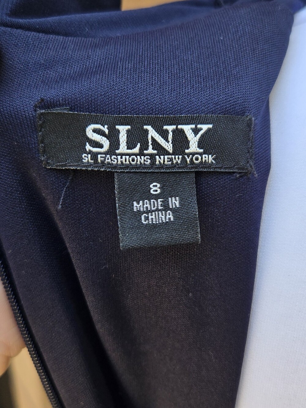 SLNY Navy Blue Embroidered A-Line Dress - Picture 9 of 12